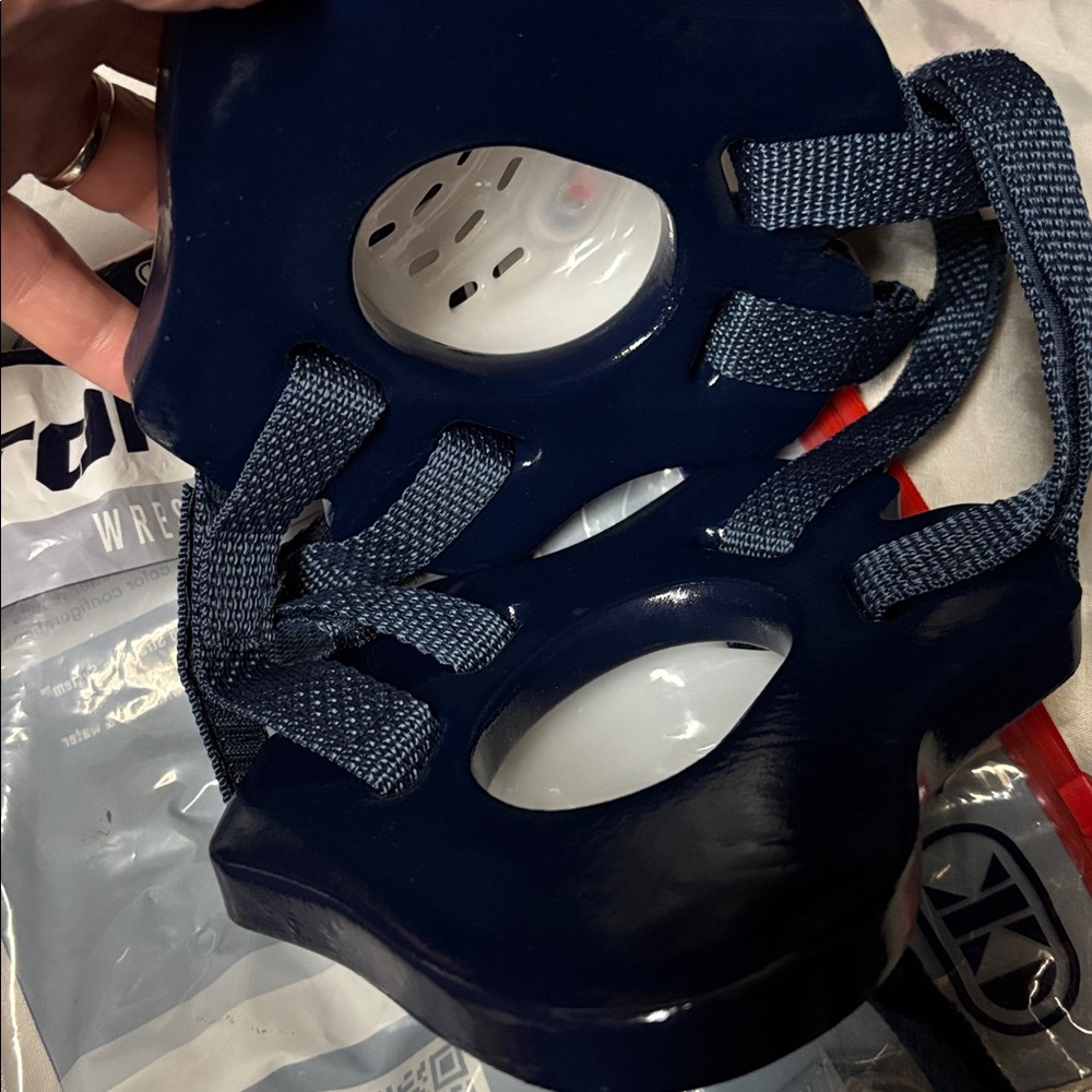 Cliff Keen Wrestling Headgear. The F5 Tornado Style. Navy/White. - Picture 5 of 8